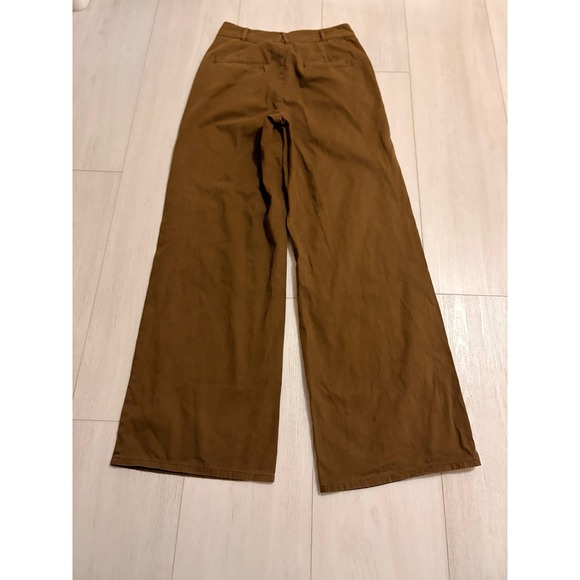 Good American Good Skate Cotton Wide Leg Trouser Pants Sz 0 / 25 - Brown GSKP531 - Picture 2 of 7